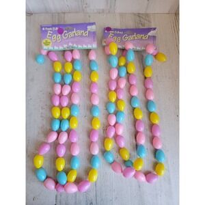 Vintage blow mold pastel egg garland Easter spring hanging home decor set